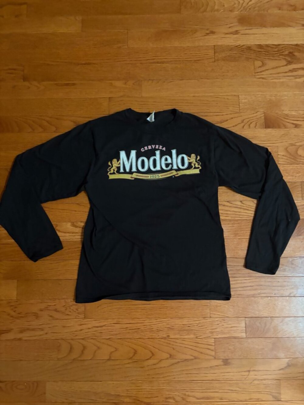 Modelo Cerveza 1925 Black Long Sleeve Graphic Tee Men's Small Beer Shirt